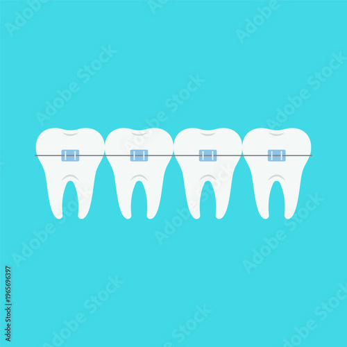 Flat Colorful Dental Care and Oral Hygiene Tools Illustration Set