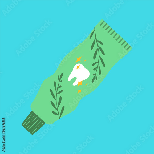 Flat Colorful Dental Care and Oral Hygiene Tools Illustration Set