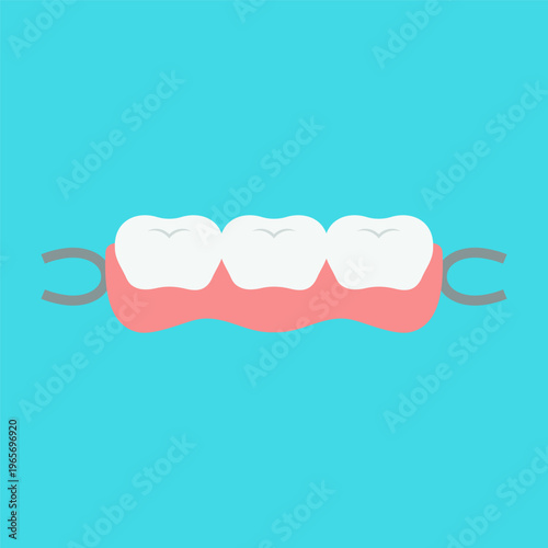 Flat Colorful Dental Care and Oral Hygiene Tools Illustration Set