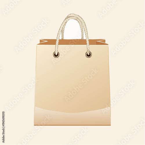 Clean minimalist paper shopping bag illustration with rope handles, perfect for retail, gifting, and eco-friendly concepts