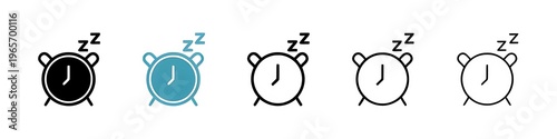 Alarm snooze line icon set. alarm buzzer line icon. nap time icon. sleep time icon for UI designs.Thin line customizable illustration. Contour symbol. Vector isolated outline drawing. Editable stroke