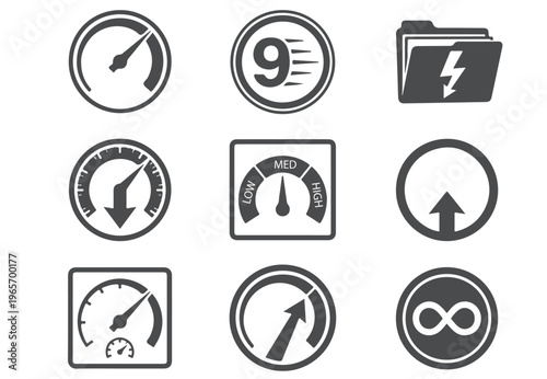 Speedometer Icon with Car Dashboard, Speed Control and Transportation Concept