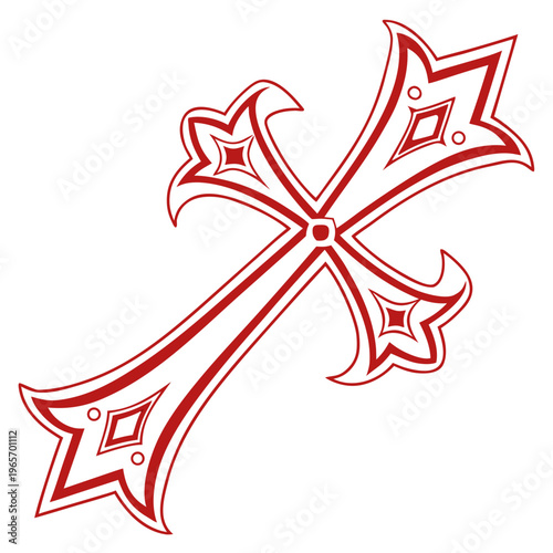 Religious ornate cross isolated on white vector art symbol. christianity cross vector illustration. cross graphic element design