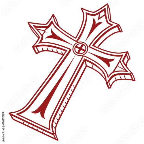 Religious intricate cross isolated on white vector art symbol. christianity cross vector illustration. cross graphic element design