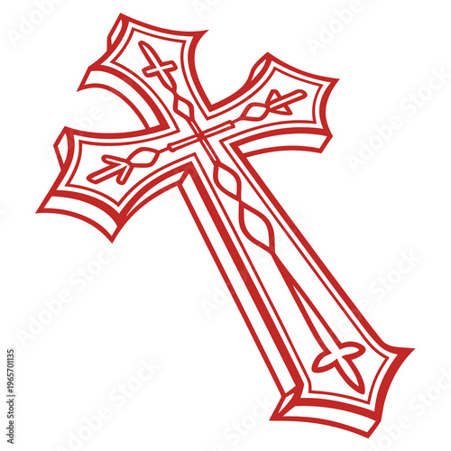 Religious detailed cross isolated on white vector art symbol. christianity cross vector illustration. cross graphic element design