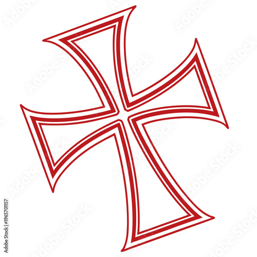 Simple red cross with clean lines and double border, minimalist religious symbol of faith and Christian identity