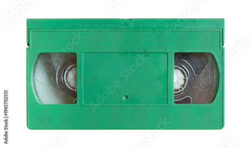 Green VHS cassette front view isolated on transparent background PNG.