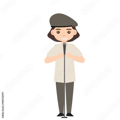 Female Civil Servant Adjusting Uniform Neatly