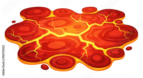 Molten Lava Flowing Surface with Cracks and Bubbles