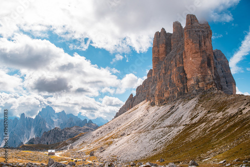 Tre Cime di Lavaredo Dolomites Italy dramatic mountains alpine landscape iconic peaks South Tyrol panorama