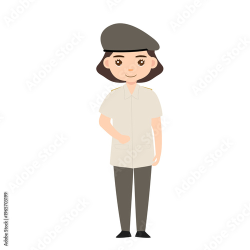 Female Civil Servant Touching Chest in Respectful Gesture