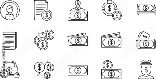 Financial crisis icon set. Editable line icons. Vector illustration.
