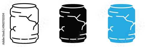 Three colorful soda can icons in white black and blue on white background