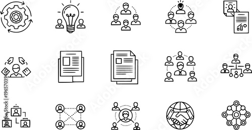 Cross functional icon set. Editable line icons. Vector illustration.
