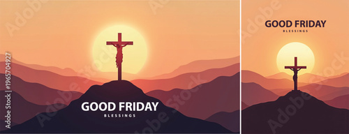 Elegant Good friday with cross background, Good friday holy week background for banner and social meida template