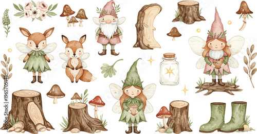 Funny cartoon vector illustration featuring a set of forest and farm animal icons like a bear, tiger, lion, and pet dog for a baby zoo collection