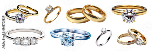 PNG Elegant gold and silver rings element set on transparent background