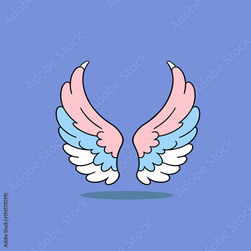 Pair of white angel wings with pink gradient details
