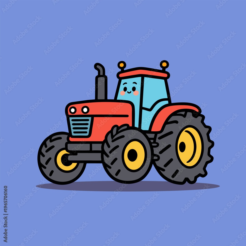 Obraz premium Orange farm tractor with large wheels agricultural art