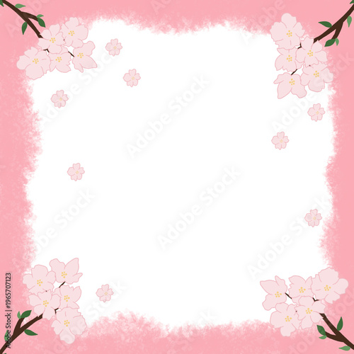 Cherry Blossom Frame PNG Transparent Sakura Border Spring Floral Frame Design