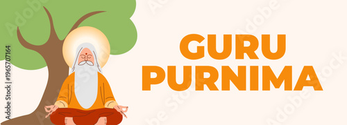 Happy Guru Purnima. Vector flat illustration