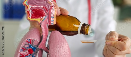 Photography Doctor and medicines cough syrup and for lungs