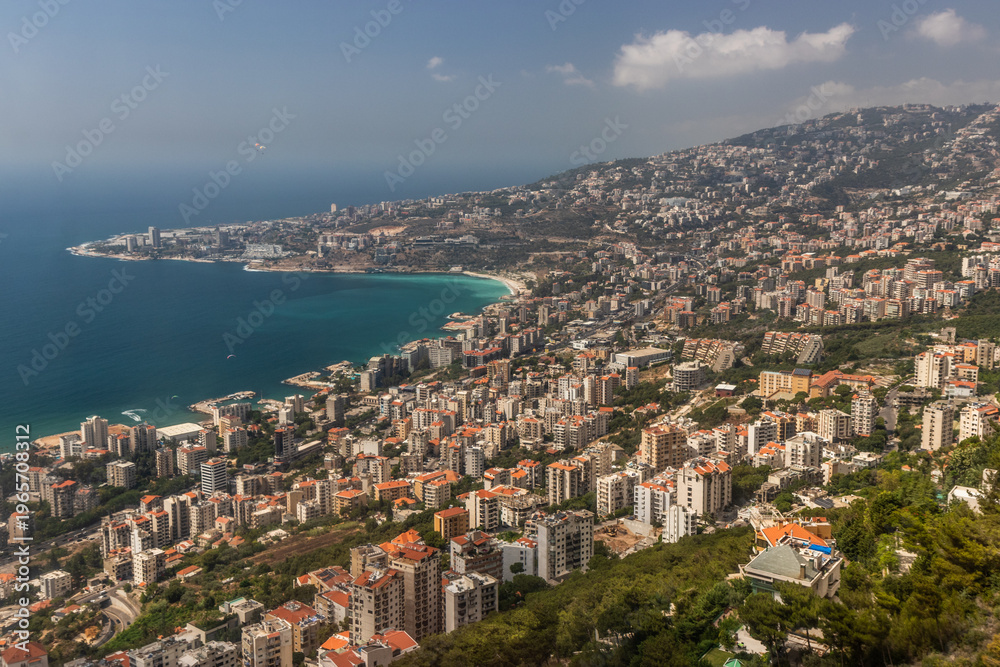 Fototapeta premium Aerial view of Jounieh town, Lebanon