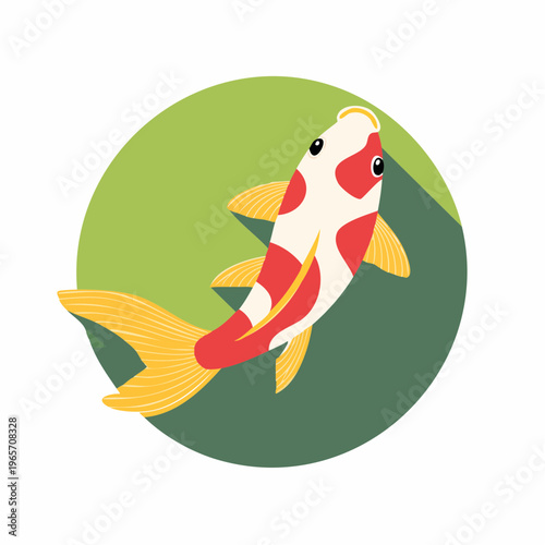 上へ泳ぐ鯉のフラットデザインアイコン