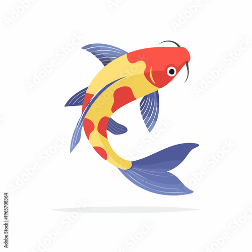 優雅なヒレを持つ鯉のフラットデザインアイコン