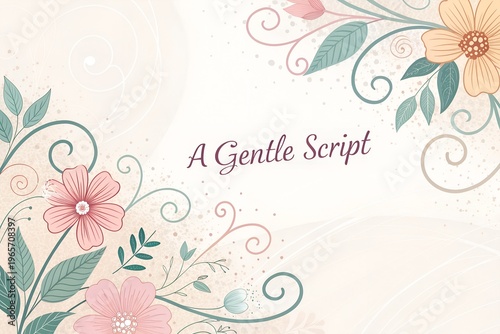 Elegant Floral Background with Gentle Script Typography – Soft Vintage Botanical Design