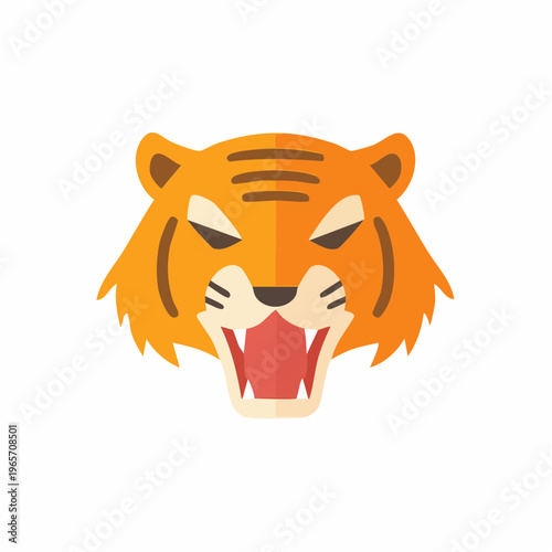 吠える虎の顔のフラットデザインアイコン