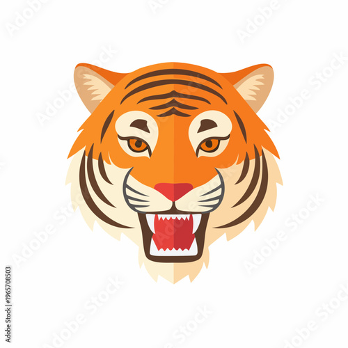 吠える虎の顔のフラットデザインアイコン