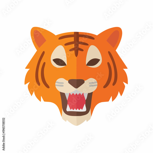 吠える虎の顔のフラットデザインアイコン