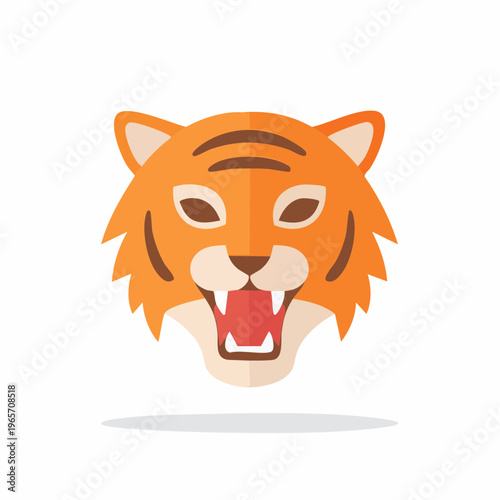 吠える虎の顔のフラットデザインアイコン