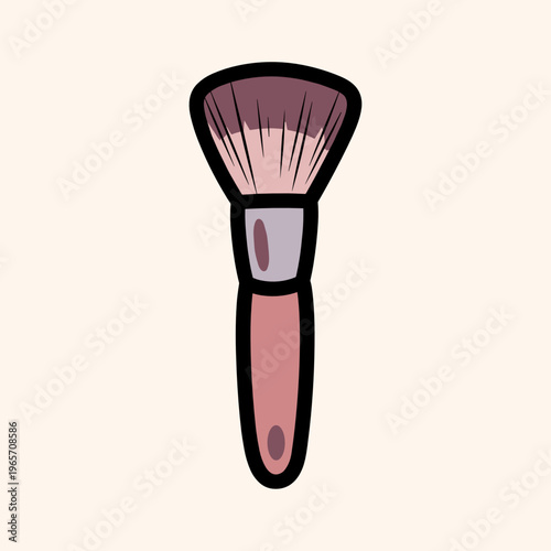 Makeup brush icon in flat style pastel colors on beige background