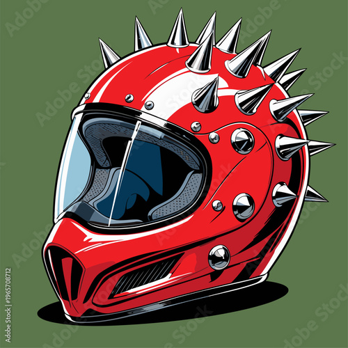 vector image of a spiked motorbike helmet