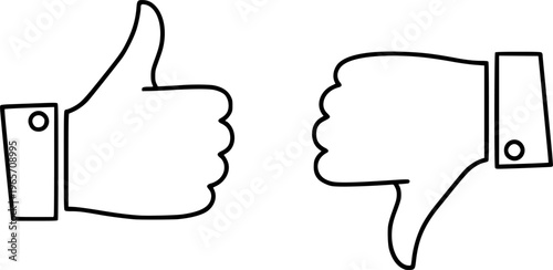 Thumb up and down icon. Vector illustration.
