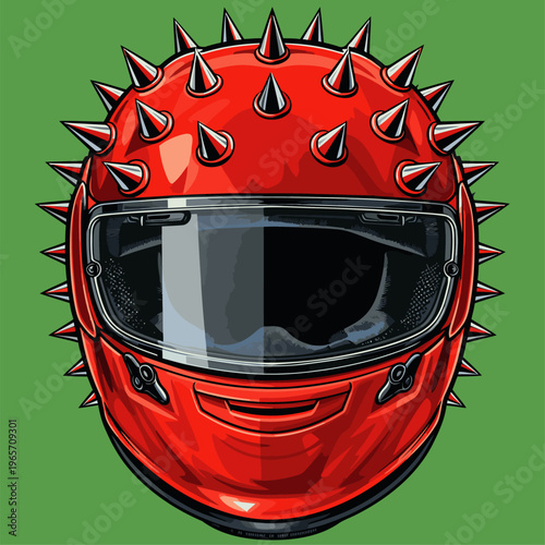 vector image of a spiked motorbike helmet