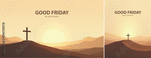Elegant Good friday with cross background, Good friday holy week background for banner and social meida template