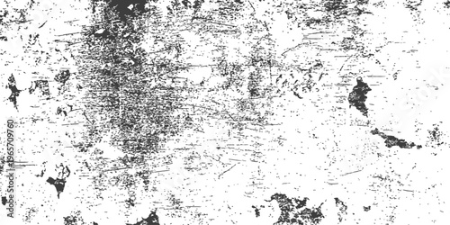 Black and white grunge texture vector with distressed weathered surface scratches and peeling paint effect for industrial background
