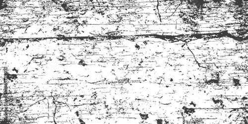 Black and White Distressed Wood Grain Texture Vector with Grunge Scratches and Weathered Surface Detail