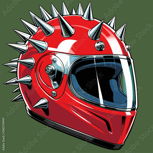 vector image of a spiked motorbike helmet