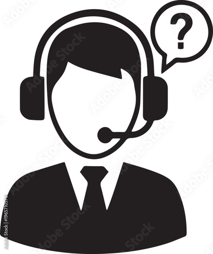 Customer Service, Support Agent, Call Center Icon, Vector Illustration