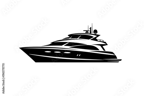 Luxury yacht silhouette illustration for nautical designs and maritime concepts