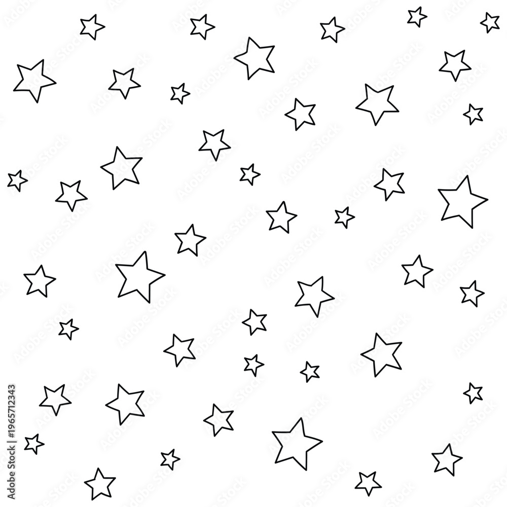 Fototapeta premium Hand-drawn doodle set of stars on a white background.