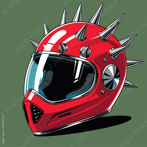 vector image of a spiked motorbike helmet