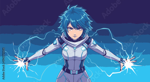 Female Anime Character with Electric Powers 1.