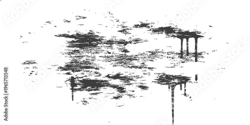 Black Grunge Ink Splatter and Paint Drips Vector Illustration on White Background