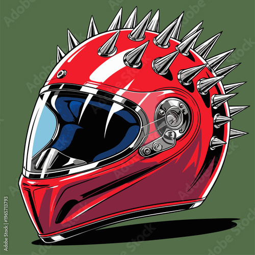 vector image of a spiked motorbike helmet