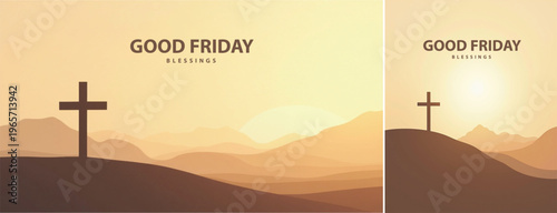 Elegant Good friday with cross background, Good friday holy week background for banner and social meida template